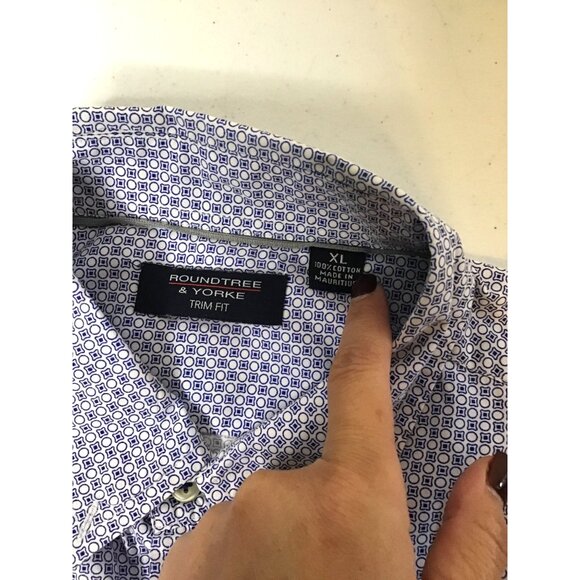 ROUNDTREE & YORKE MEN'S 100% COTTON LONG SLEEVE BUTTON DOWN SHIRT SIZE X-LARGE - Picture 3 of 6